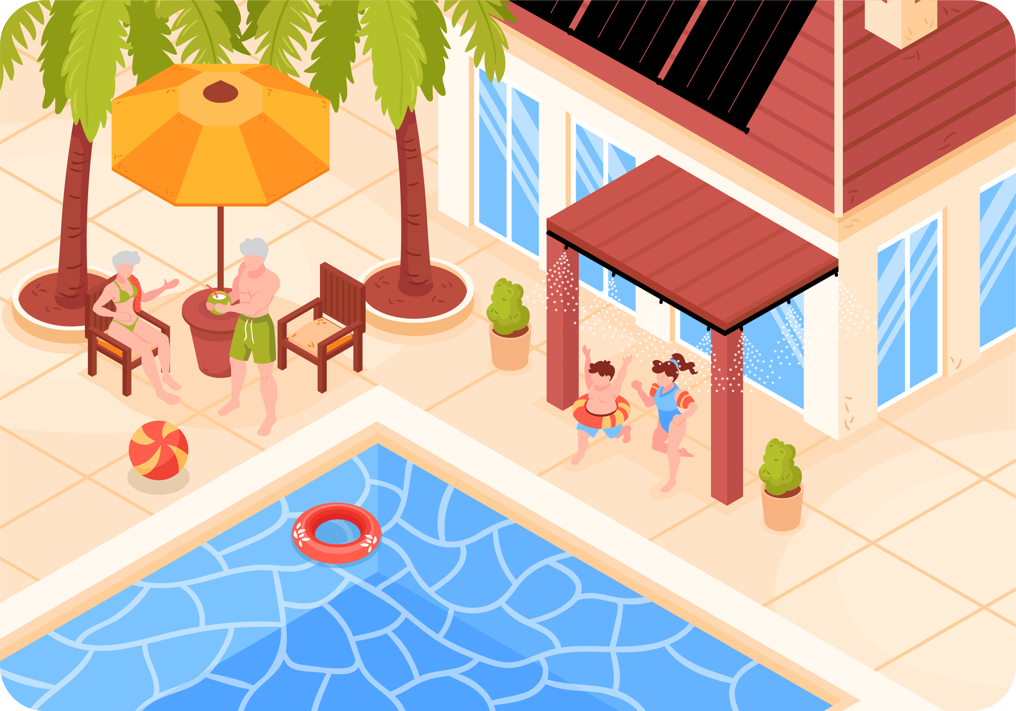 poolside illustration